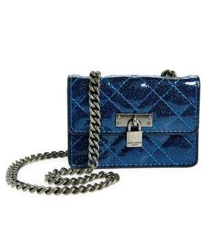 Kurt Geiger Mini Brixton Lock Denim Crossbody Bag Blue Glitter  New Year’s Eve